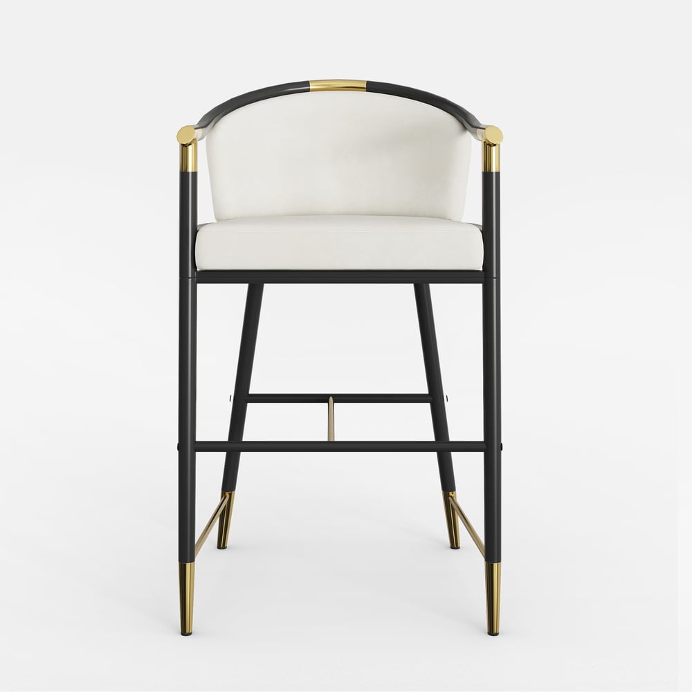 Tabourets de bar modernes en velours de la série Cranis avec revêtement beige image de fenêtre