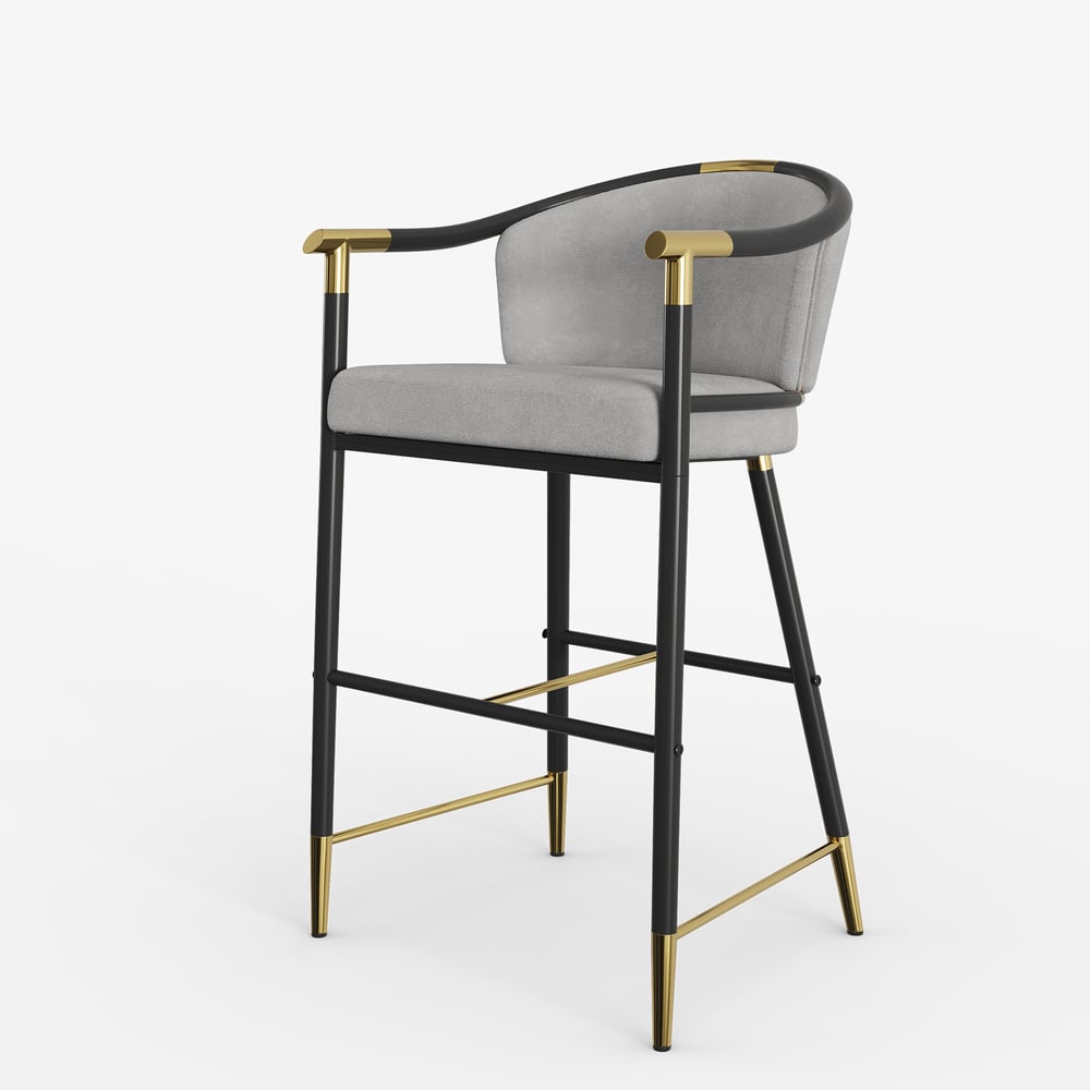 Barové židle Cranis Series Modern Velvet s čalouněním šedá obrázek okna