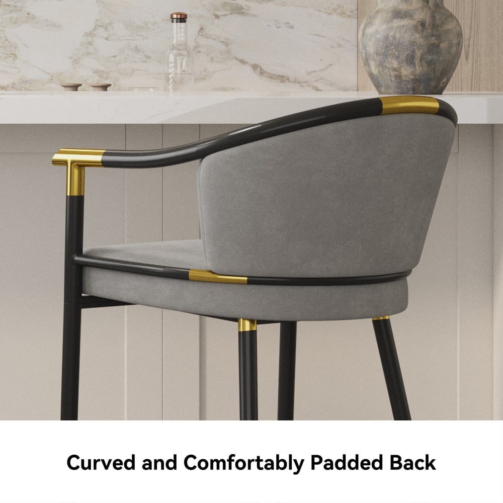 Barové židle Cranis Series Modern Velvet s čalouněním šedá obrázek okna