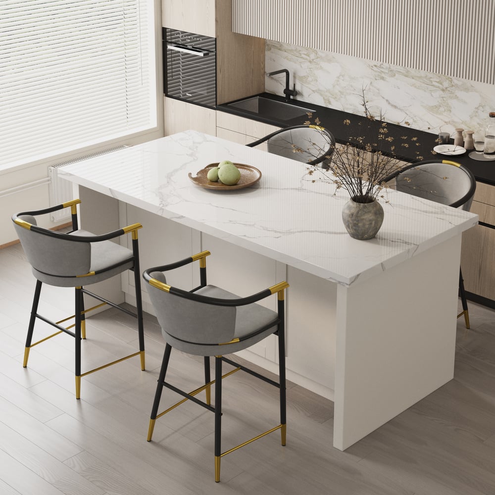 Barové židle Cranis Series Modern Velvet s čalouněním šedá obrázek okna