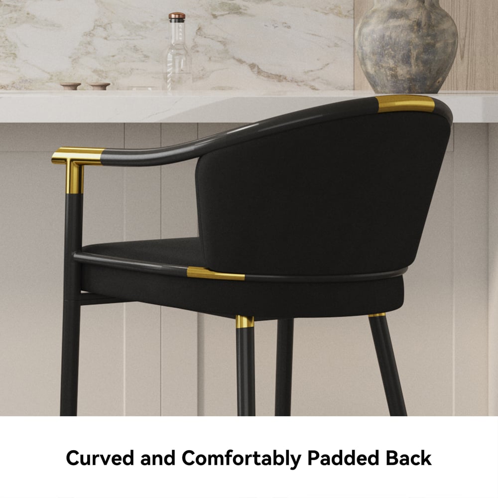 Cranis Series Modern Velvet Counter Stools with Upholstery Black window image
