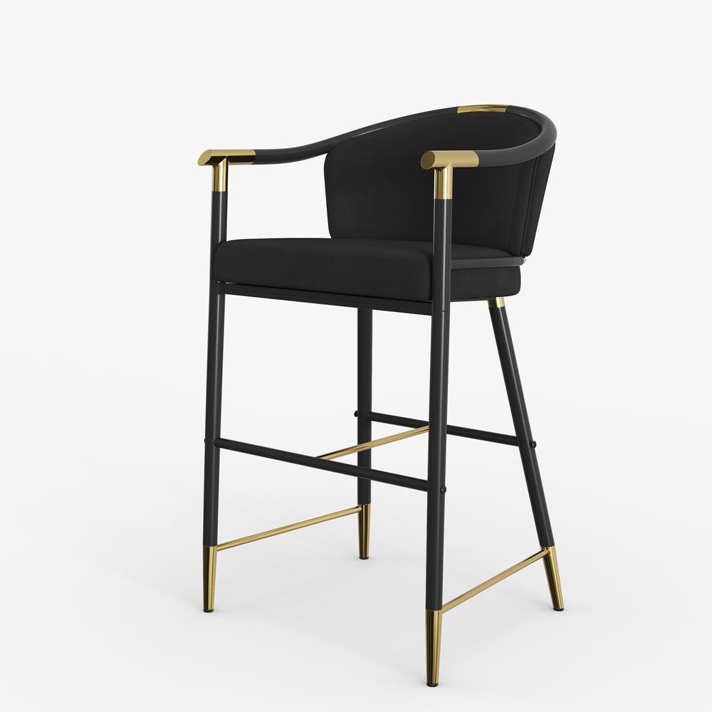 Cranis Series Modern Velvet Counter Stools with Upholstery Black window image