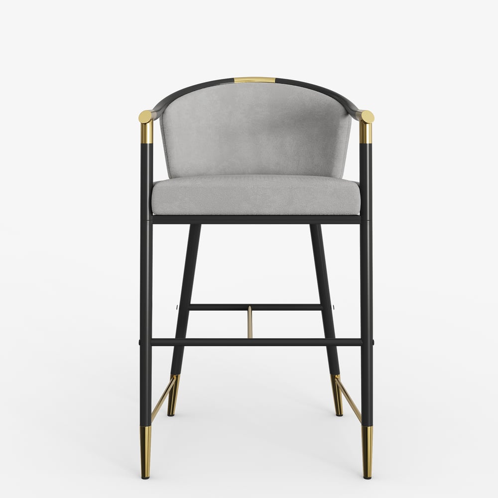 Barové židle Cranis Series Modern Velvet s čalouněním šedá obrázek okna