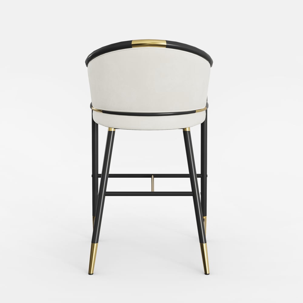 Tabourets de bar modernes en velours de la série Cranis avec revêtement beige image de fenêtre