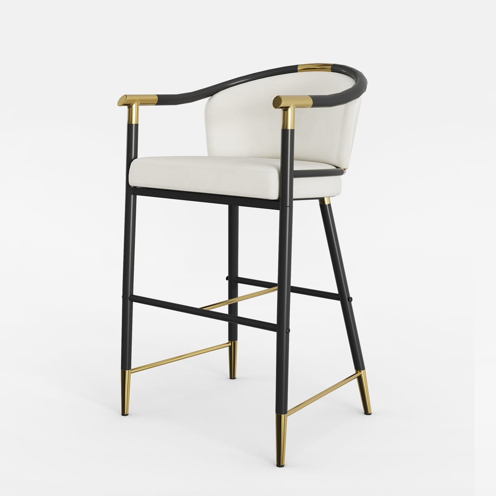 Tabourets de bar modernes en velours de la série Cranis avec revêtement beige image de fenêtre