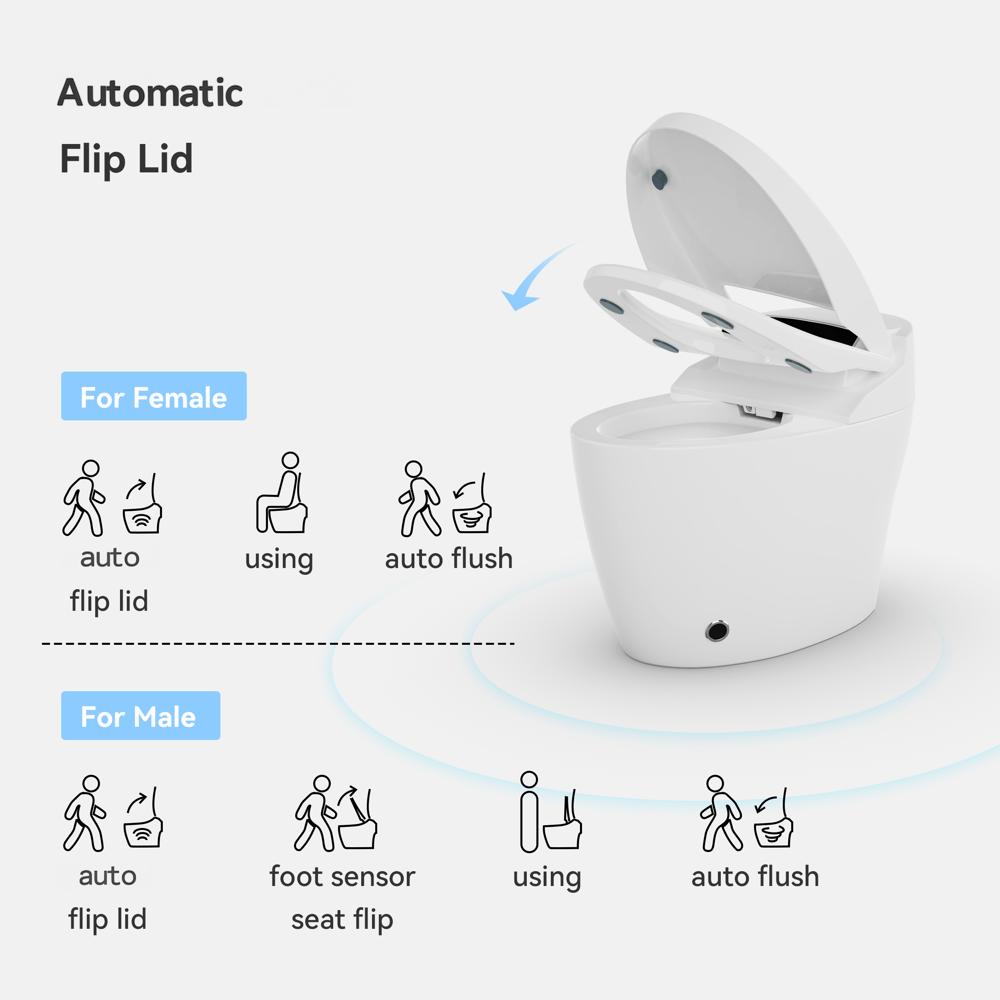 Hynova AX1 Automatic Smart Bidet Toilet,  Auto Open Lid White 1.28 GPF, cUPC, ETL & CEC window image