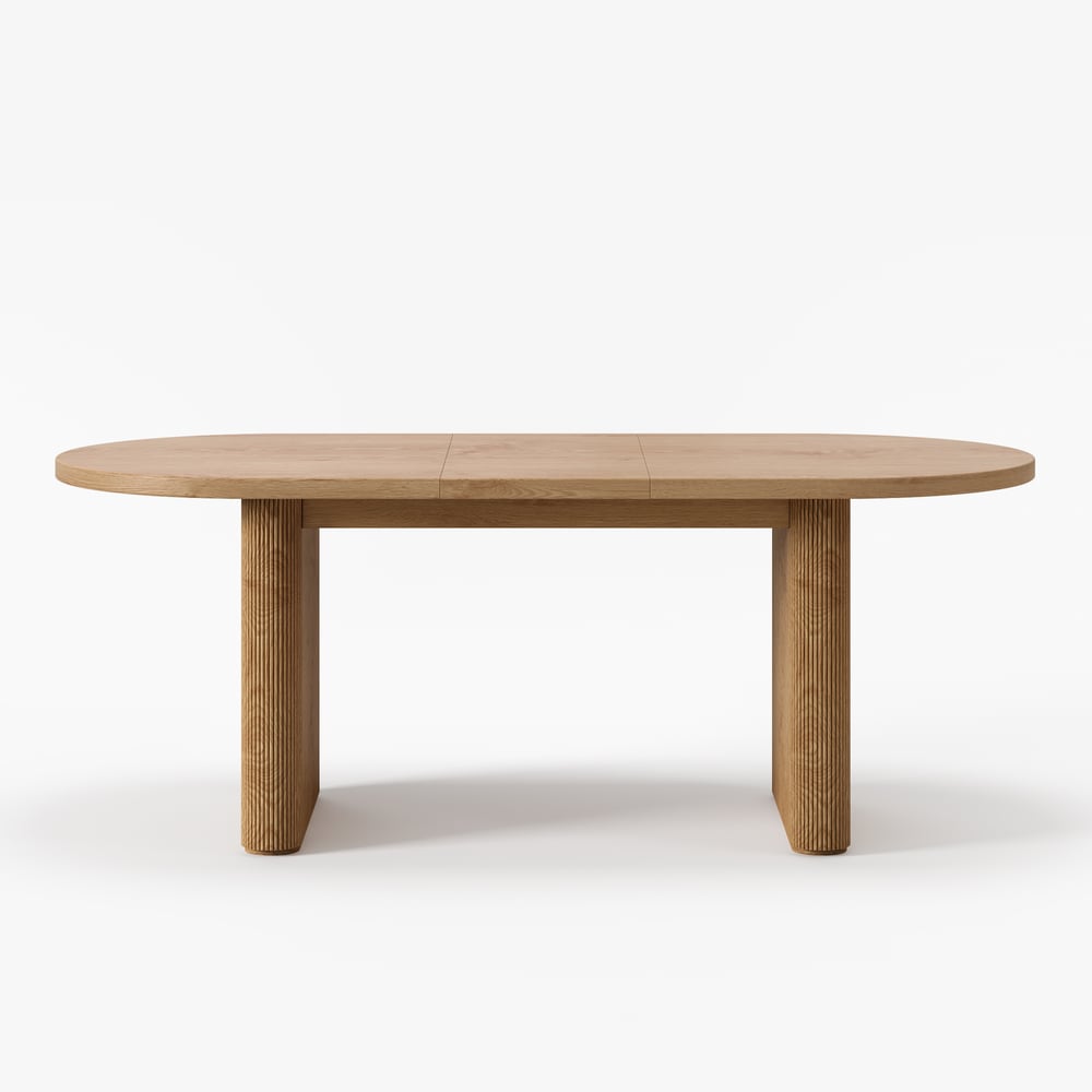 Fluve 200-240 cm Oval Extendable Natural Dining Table Butterfly Leaf 6-8 Seater window image