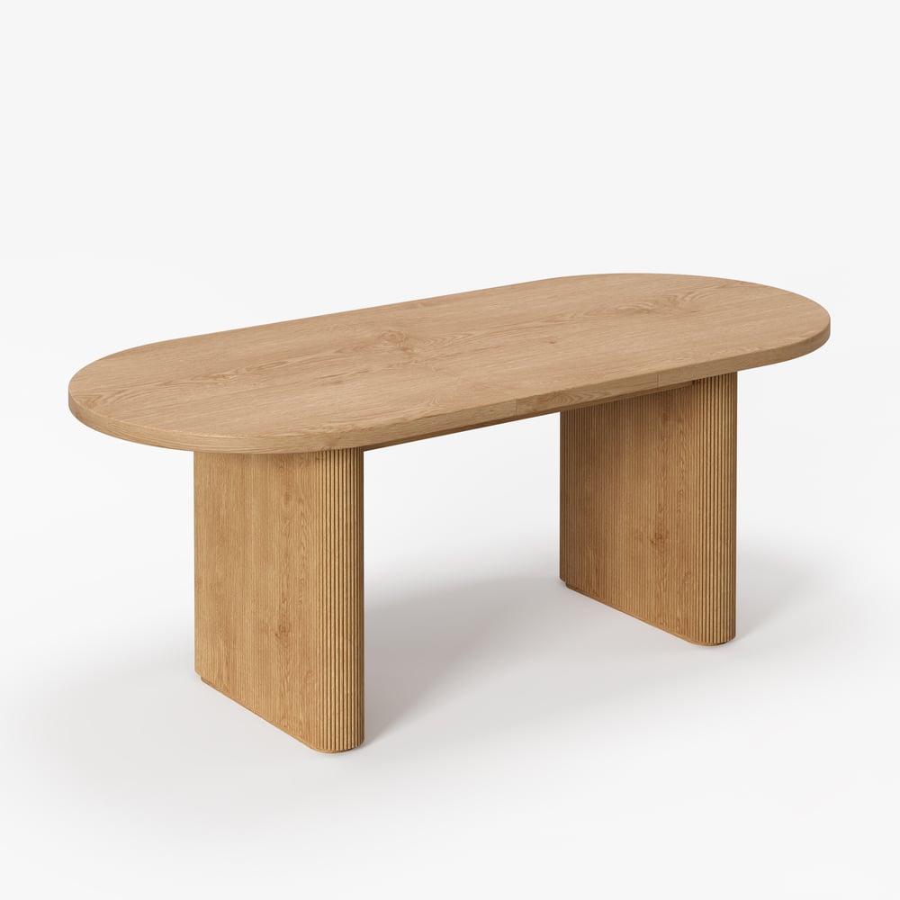 Fluve 200-240 cm Oval Extendable Natural Dining Table Butterfly Leaf 6-8 Seater window image