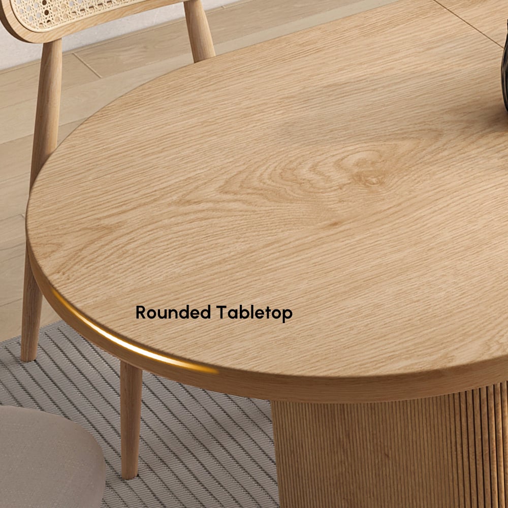 Table à manger ovale extensible Fluve 160-200 cm en bois naturel avec rallonge papillon 4-6 places image de fenêtre