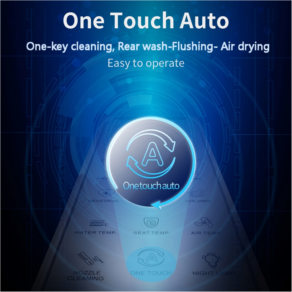 Banheiro inteligente de tamanho pequeno, peça única, alongado, montado no chão, banheiro automático, autolimpante Imagem da janela