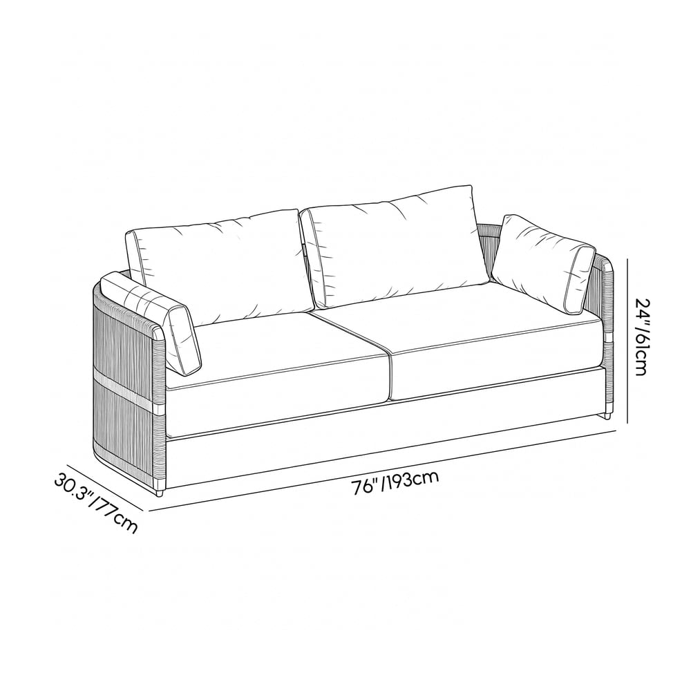4 Pieces Modern Aluminum & Rope Outdoor Swivel Sofa Set with Coffee Table in Khaki for 6 weights dimensions image