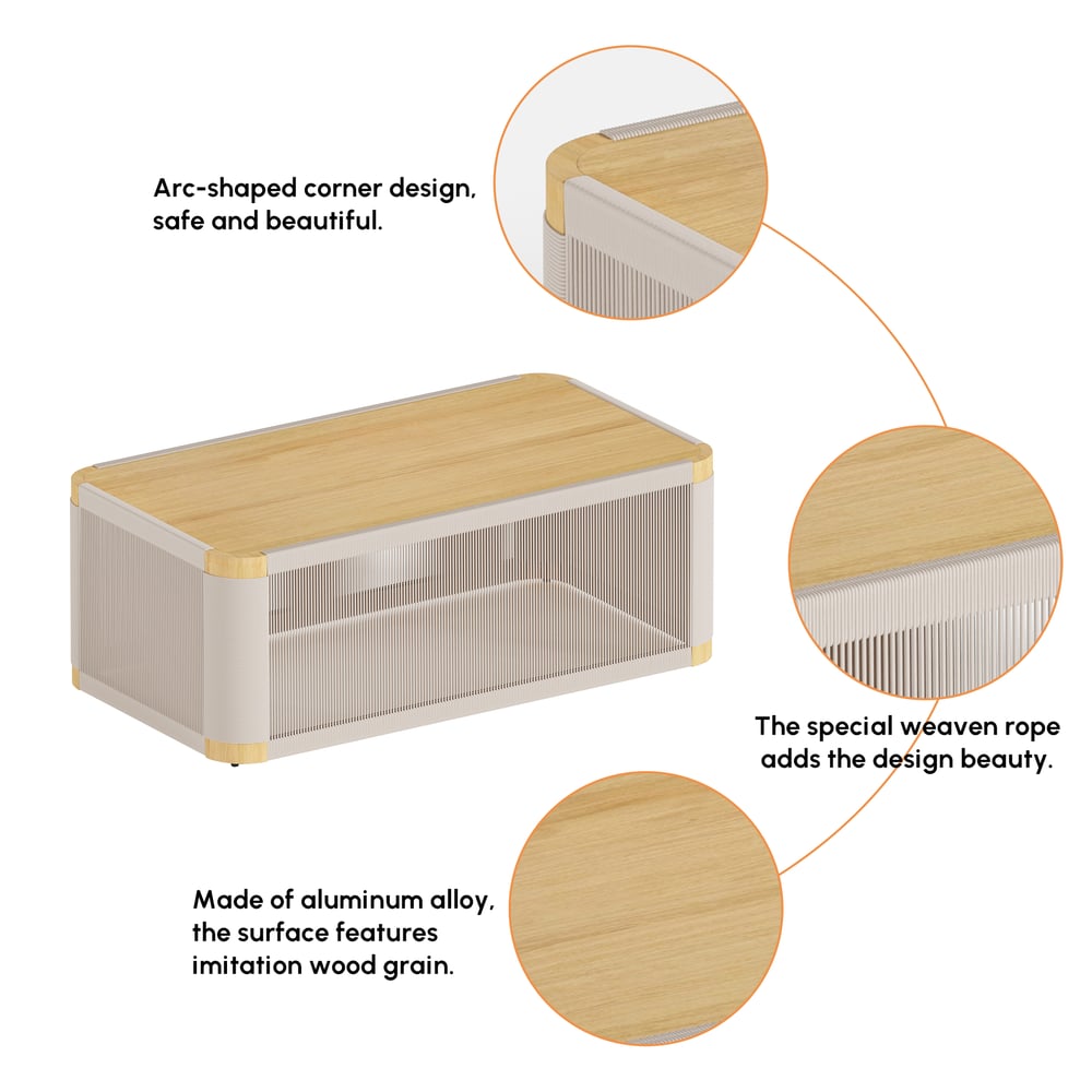 4 Pieces Modern Aluminum & Rope Outdoor Swivel Sofa Set with Coffee Table in Khaki for 6 window image