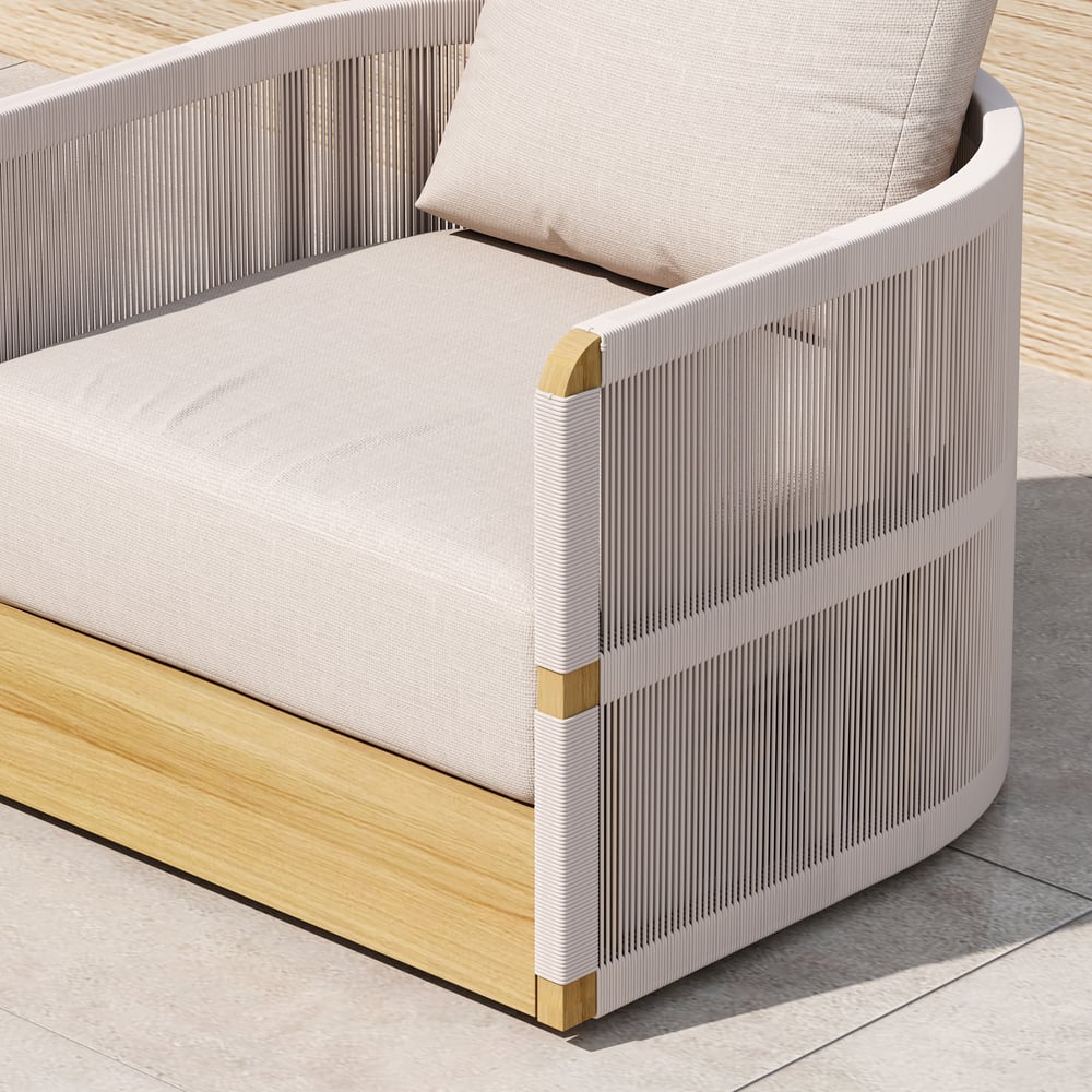 4-Pieces Modern Aluminum & Rope Outdoor Sofa Set with Coffee Table in Khaki for 4 window image