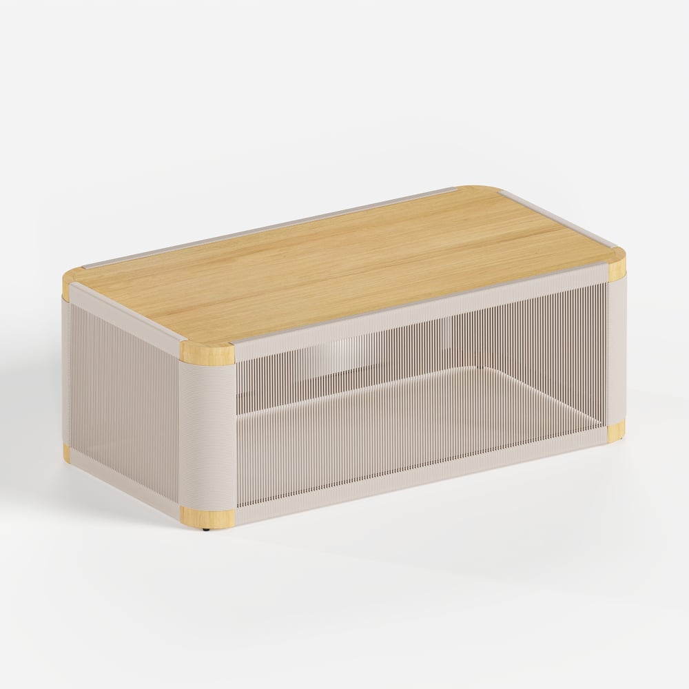 4-Pieces Modern Aluminum & Rope Outdoor Sofa Set with Coffee Table in Khaki for 4 window image