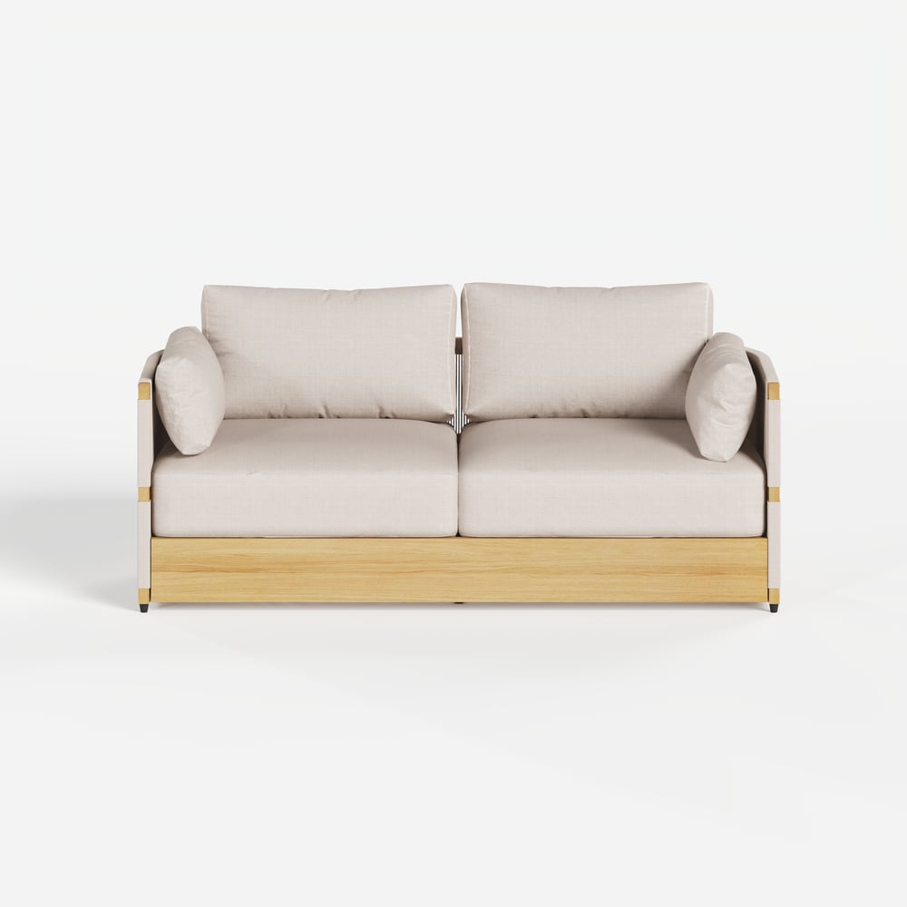 4 Pieces Modern Aluminum & Rope Outdoor Swivel Sofa Set with Coffee Table in Khaki for 6 window image