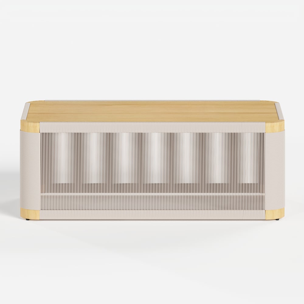 4-Pieces Modern Aluminum & Rope Outdoor Sofa Set with Coffee Table in Khaki for 4 window image