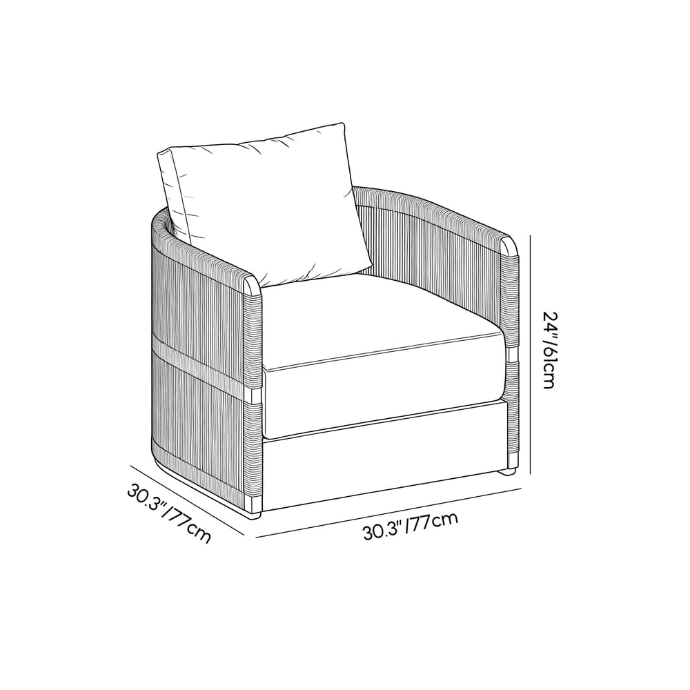 4 Pieces Modern Aluminum & Rope Outdoor Swivel Sofa Set with Coffee Table in Khaki for 6 weights dimensions image