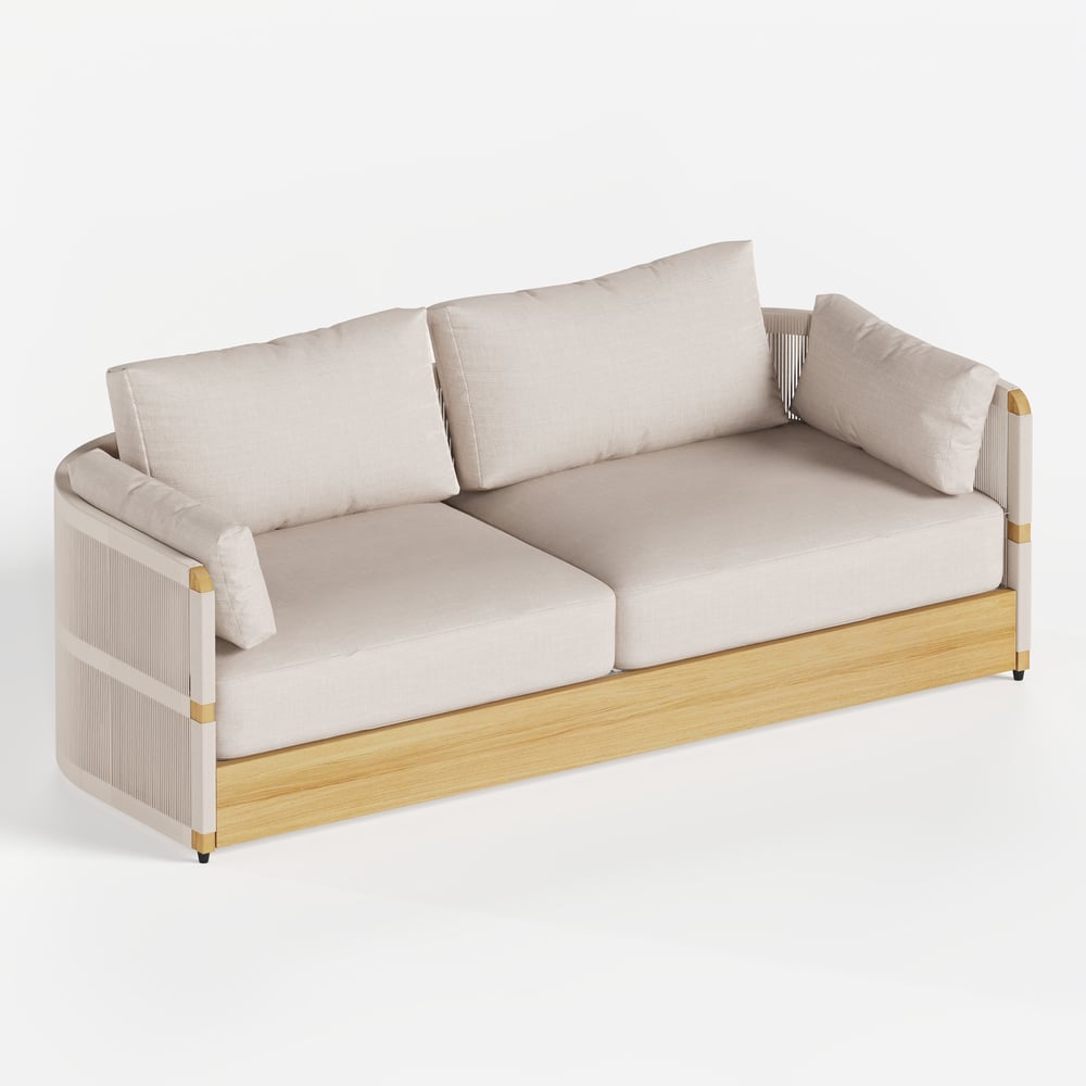 4-Pieces Modern Aluminum & Rope Outdoor Sofa Set with Coffee Table in Khaki for 4 window image