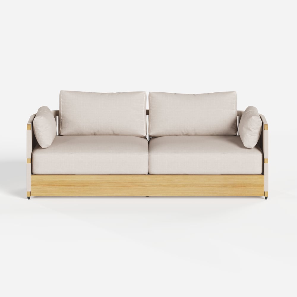 4-Pieces Modern Aluminum & Rope Outdoor Sofa Set with Coffee Table in Khaki for 4 window image