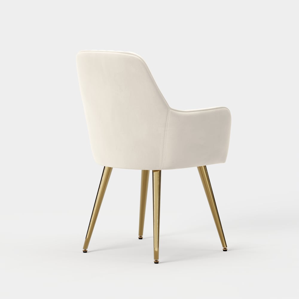 Modern Dining Chair Beige Velvet Upholstered Dining Chairs with Arms 6 Pieces window image