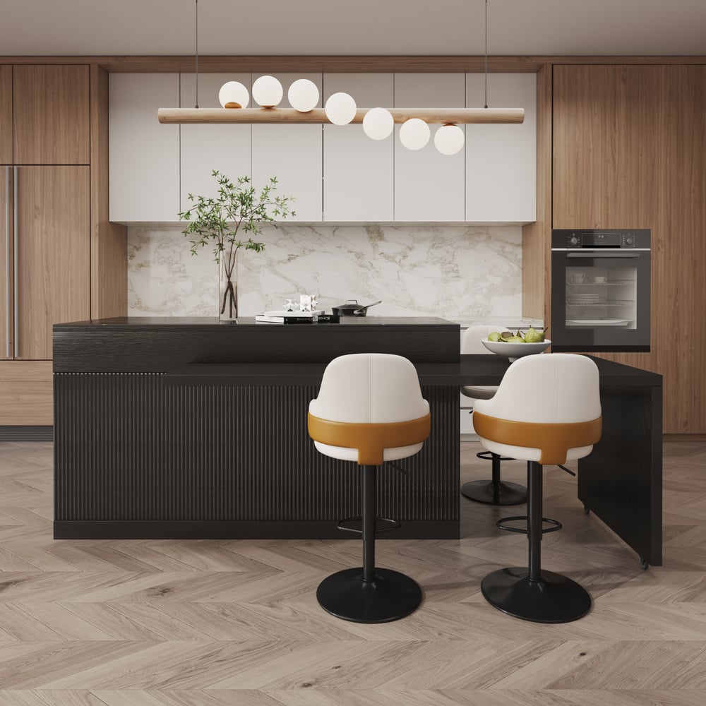 2050mm-2680mm Extendable Kitchen lsland with Doors&Drawers Black Sintered Stone Top window image