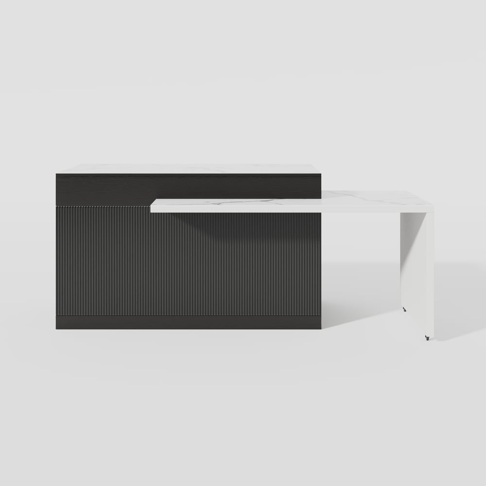 81"-106" Modern Extendable Sintered Stone Kitchen Island Black with Doors and Drawers window image