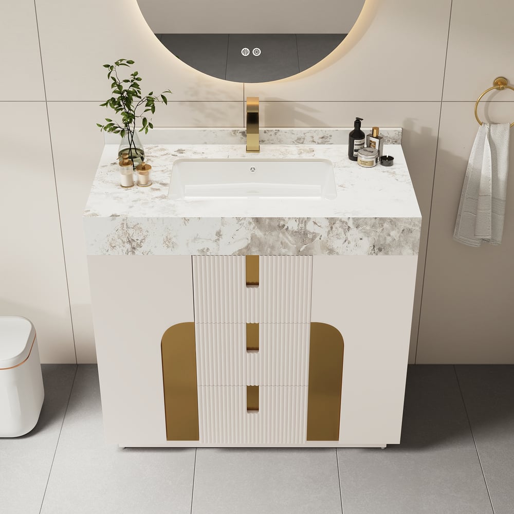 Customer Reviews for 36" Artis Freestanding Bathroom Vanity Single Sink Vanity Cabinet Sintered Stone Top