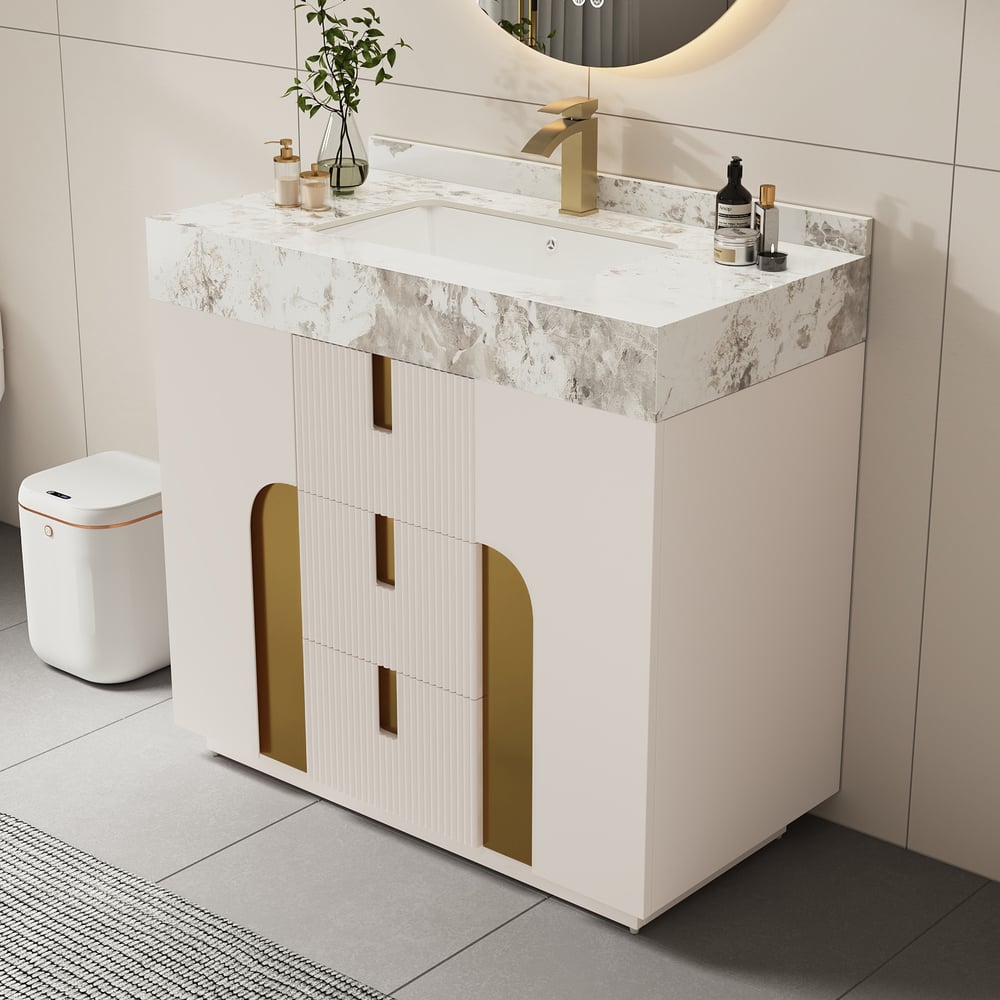 Customer Reviews for 36" Artis Freestanding Bathroom Vanity Single Sink Vanity Cabinet Sintered Stone Top