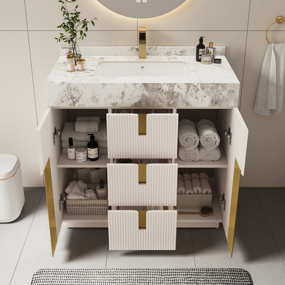 Customer Reviews for 36" Artis Freestanding Bathroom Vanity Single Sink Vanity Cabinet Sintered Stone Top