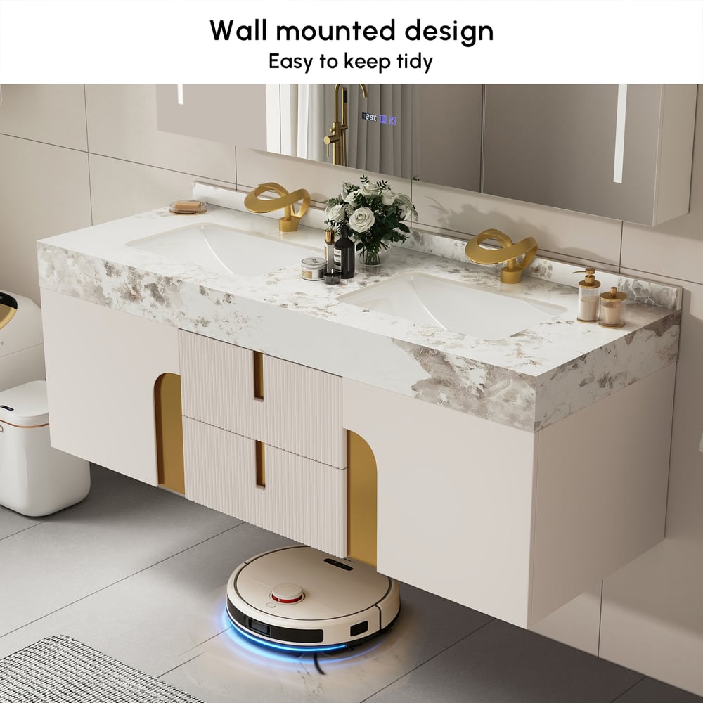 Artis 60" Floating Double Sink Bathroom Vanity Sintered Stone Top window image