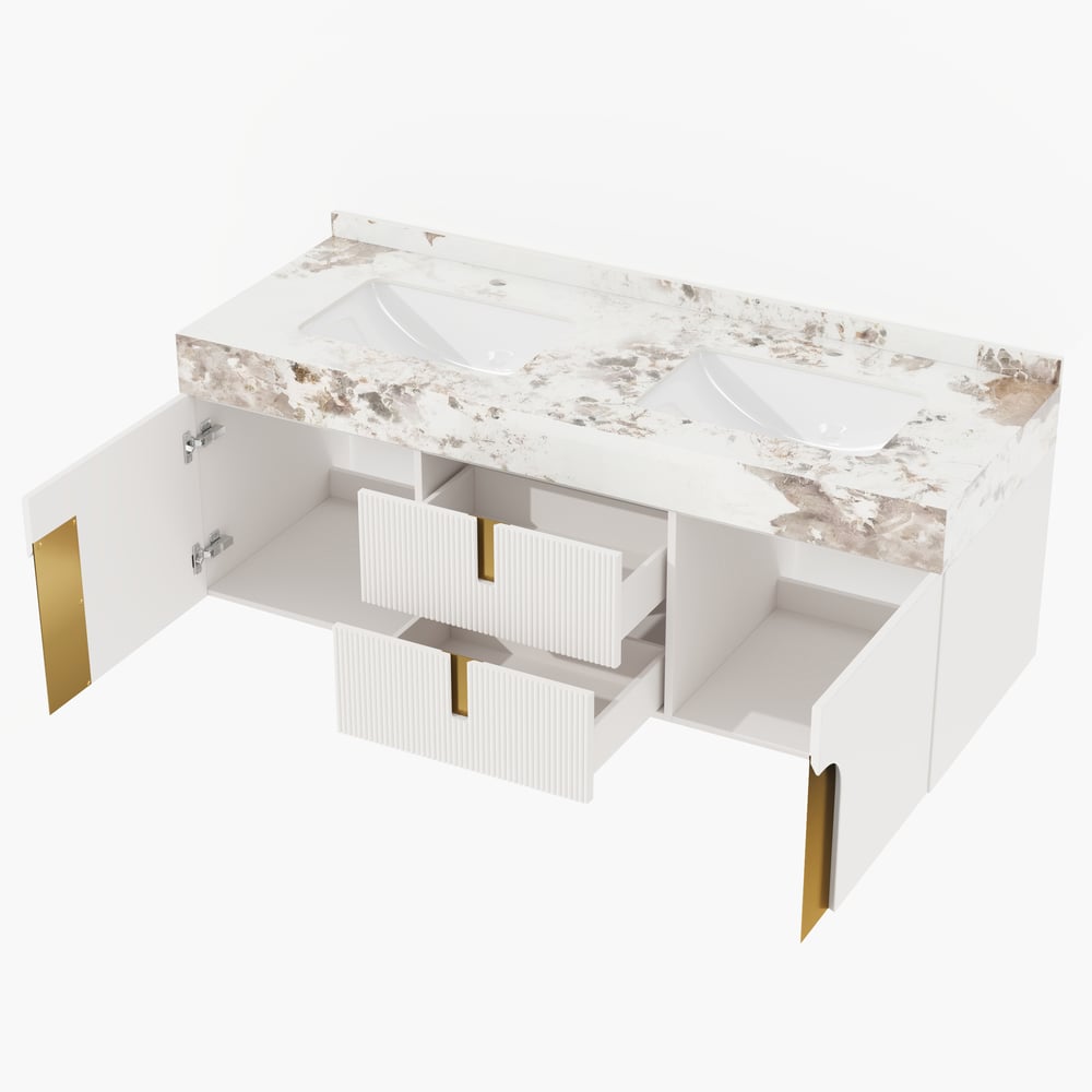 Artis 60" Floating Double Sink Bathroom Vanity Sintered Stone Top window image