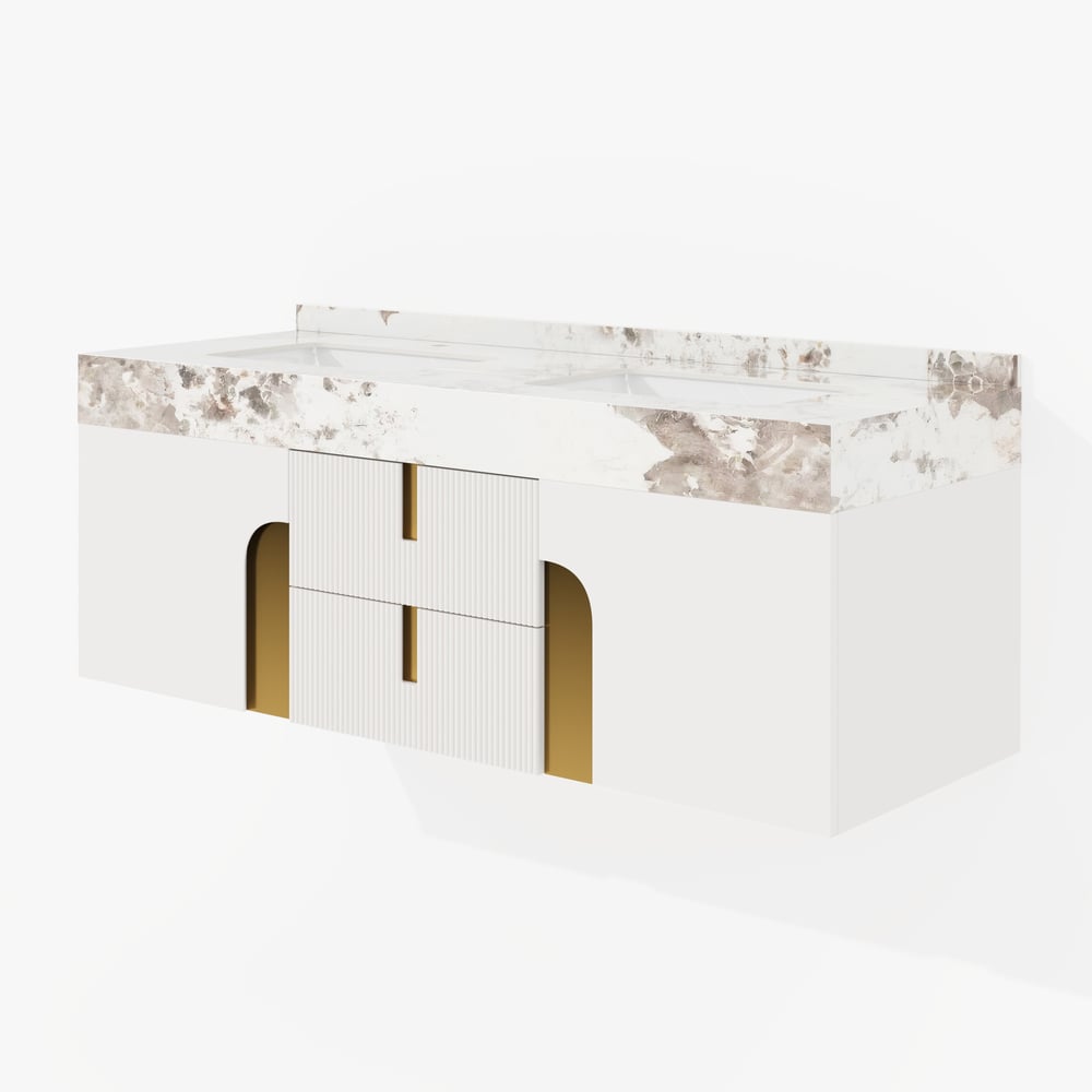 Artis 60" Floating Double Sink Bathroom Vanity Sintered Stone Top window image