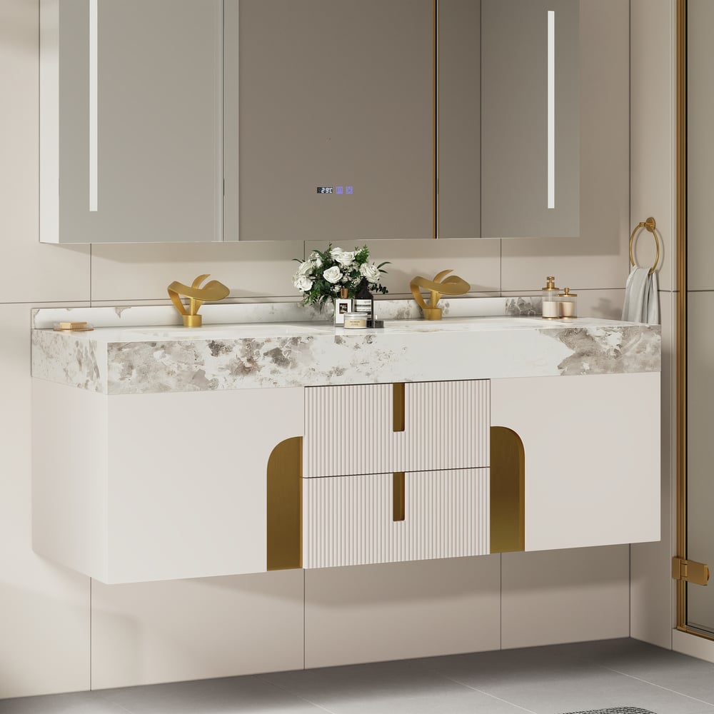 Artis 60" Floating Double Sink Bathroom Vanity Sintered Stone Top window image