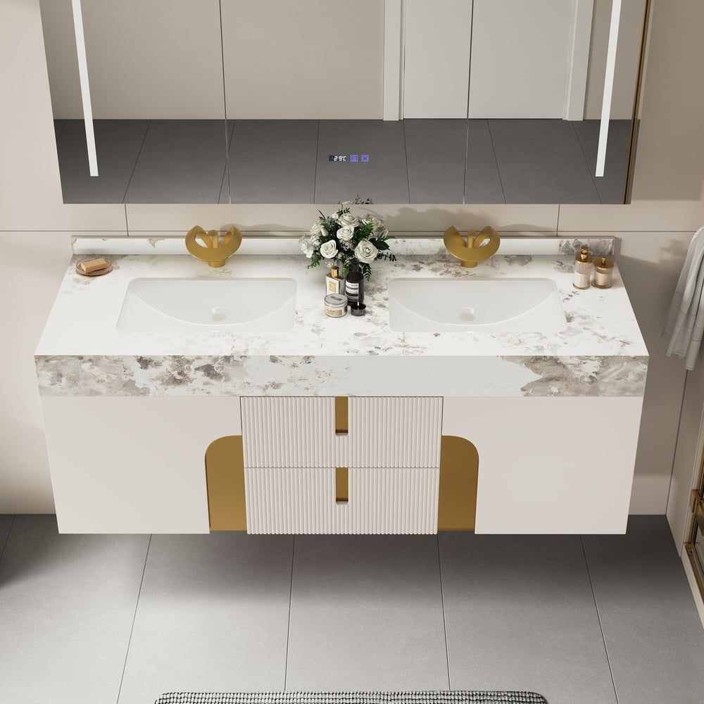Artis 60" Floating Double Sink Bathroom Vanity Sintered Stone Top window image