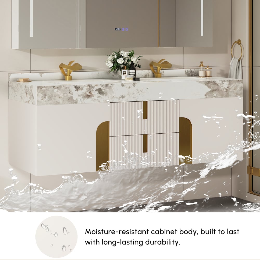 Artis 60" Floating Double Sink Bathroom Vanity Sintered Stone Top window image