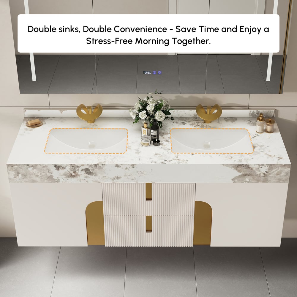 Artis 60" Floating Double Sink Bathroom Vanity Sintered Stone Top window image