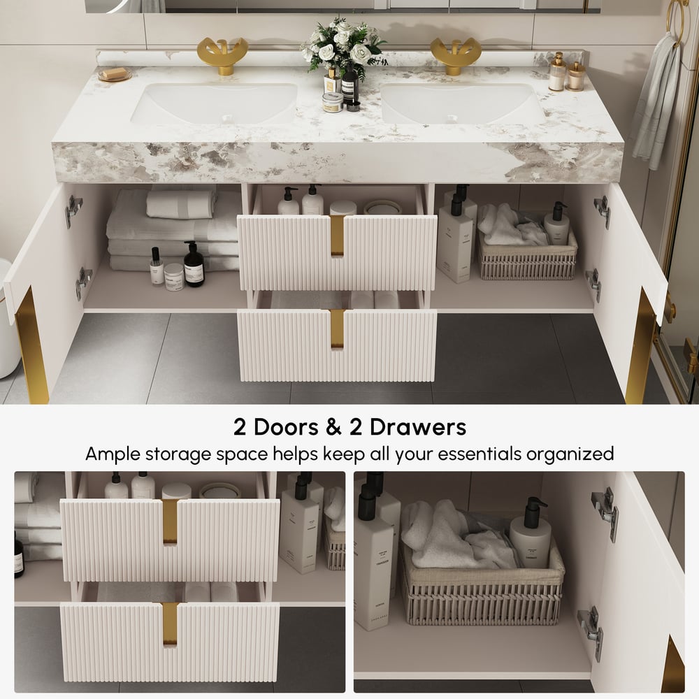 Artis 60" Floating Double Sink Bathroom Vanity Sintered Stone Top window image