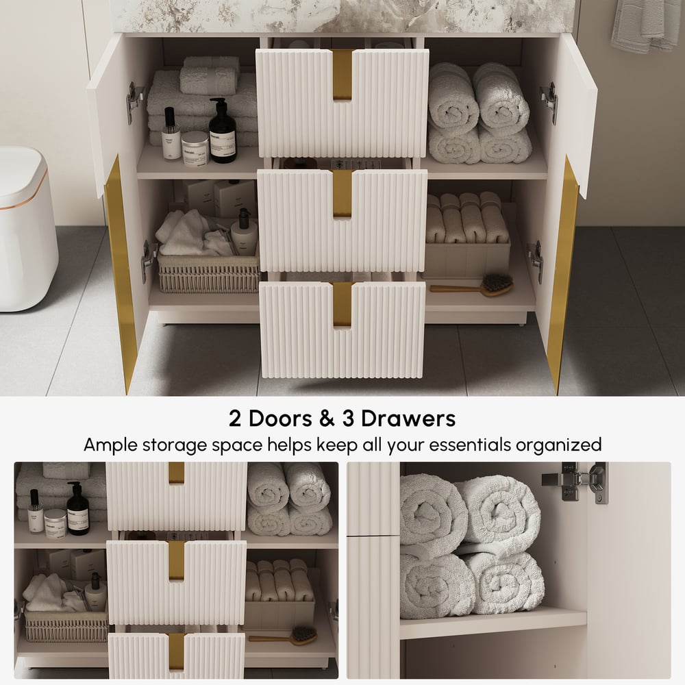 91 cm Artis Mobile bagno freestanding con lavabo singolo e top in pietra sinterizzata Immagine della finestra