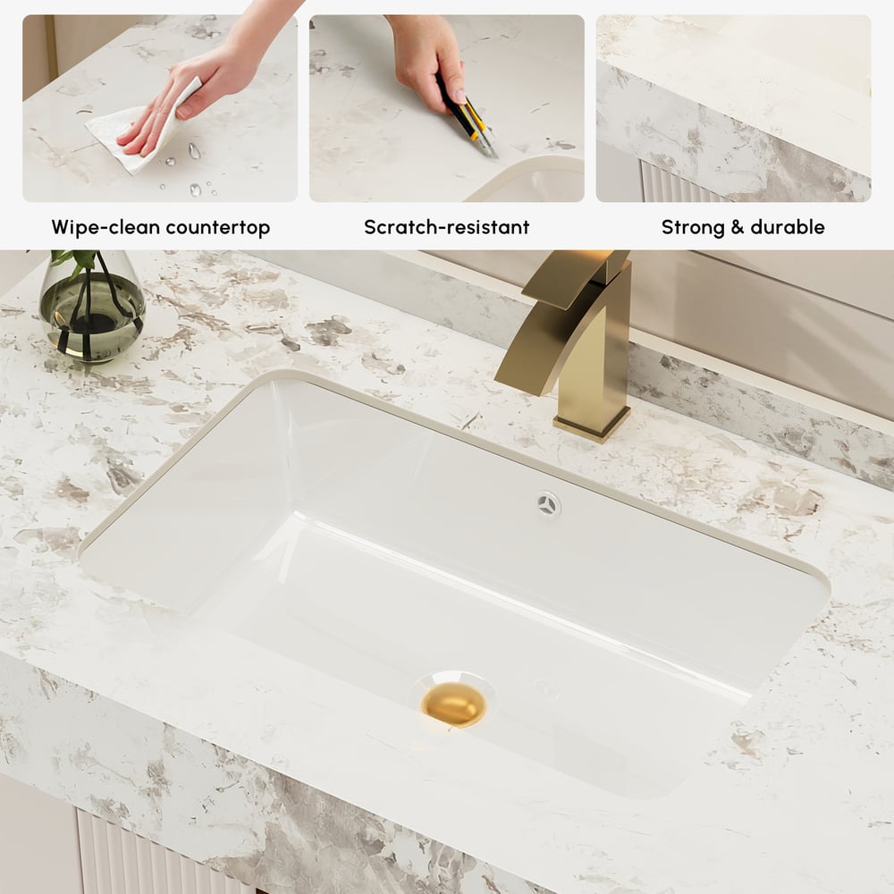 91 cm Artis Mobile bagno freestanding con lavabo singolo e top in pietra sinterizzata Immagine della finestra