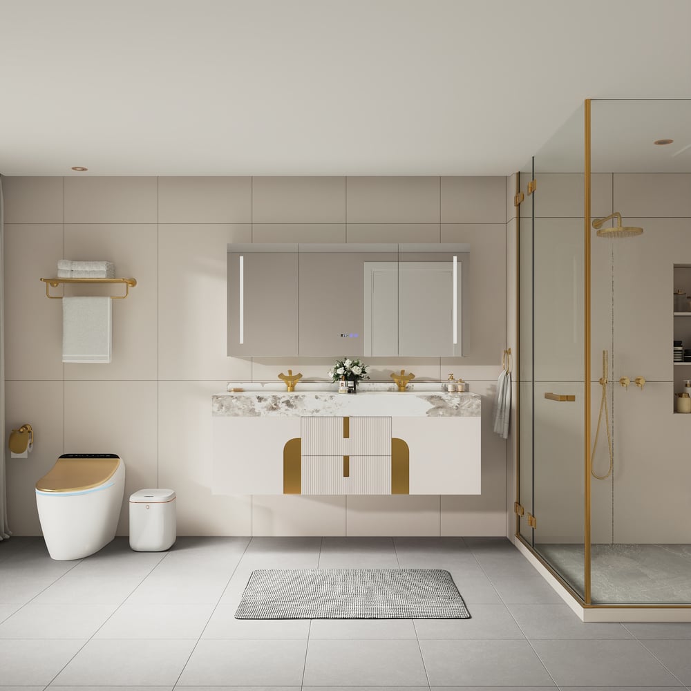 Artis 60" Floating Double Sink Bathroom Vanity Sintered Stone Top window image