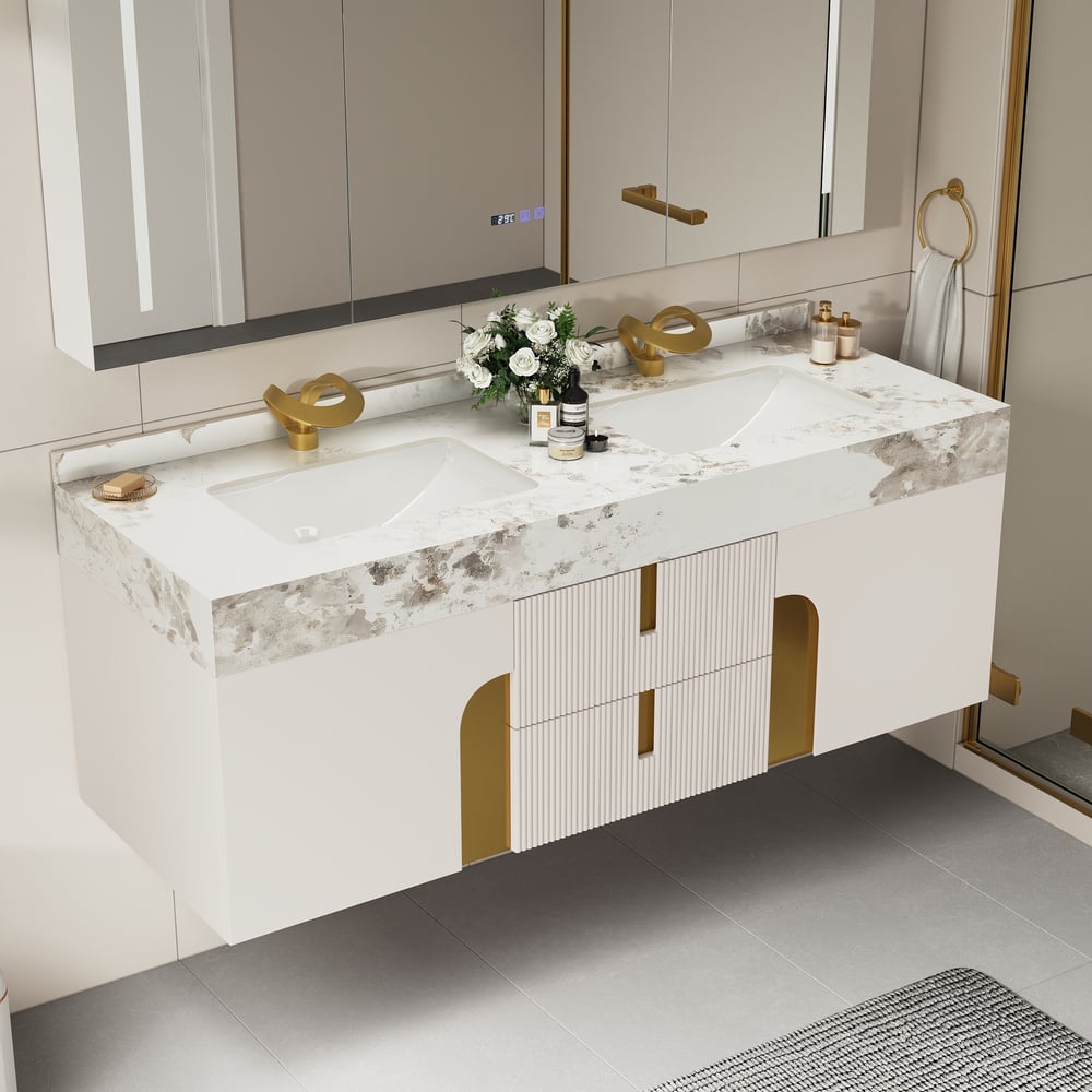 Artis 60" Floating Double Sink Bathroom Vanity Sintered Stone Top window image