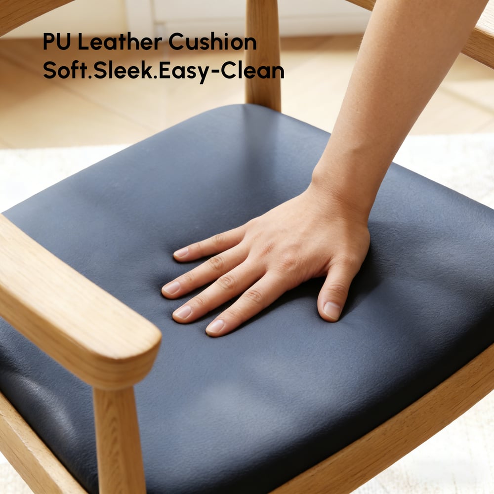 Acurv Walnut PU Leather Upholstery Dining Chair with Wooden Legs, 1 Piece window image
