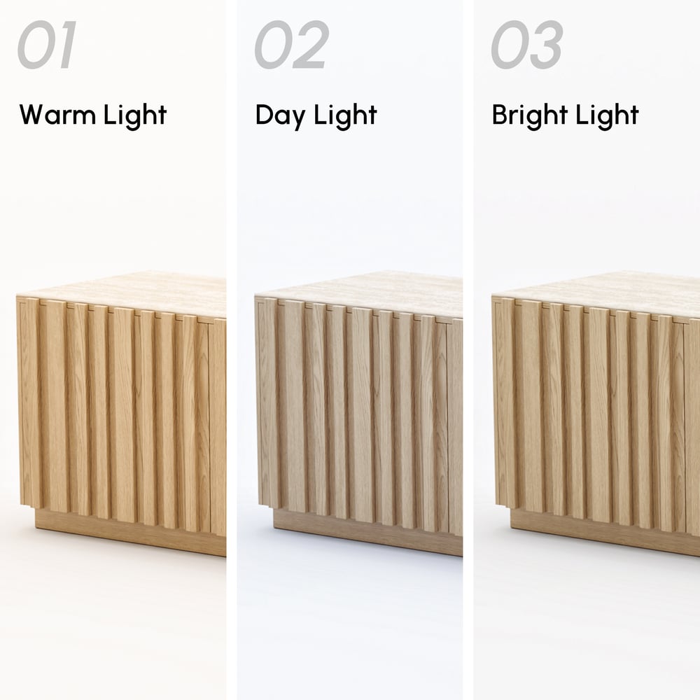 Aura 83" Ash Wood Fluted Natural TV Stand with Sintered Stone Top window image