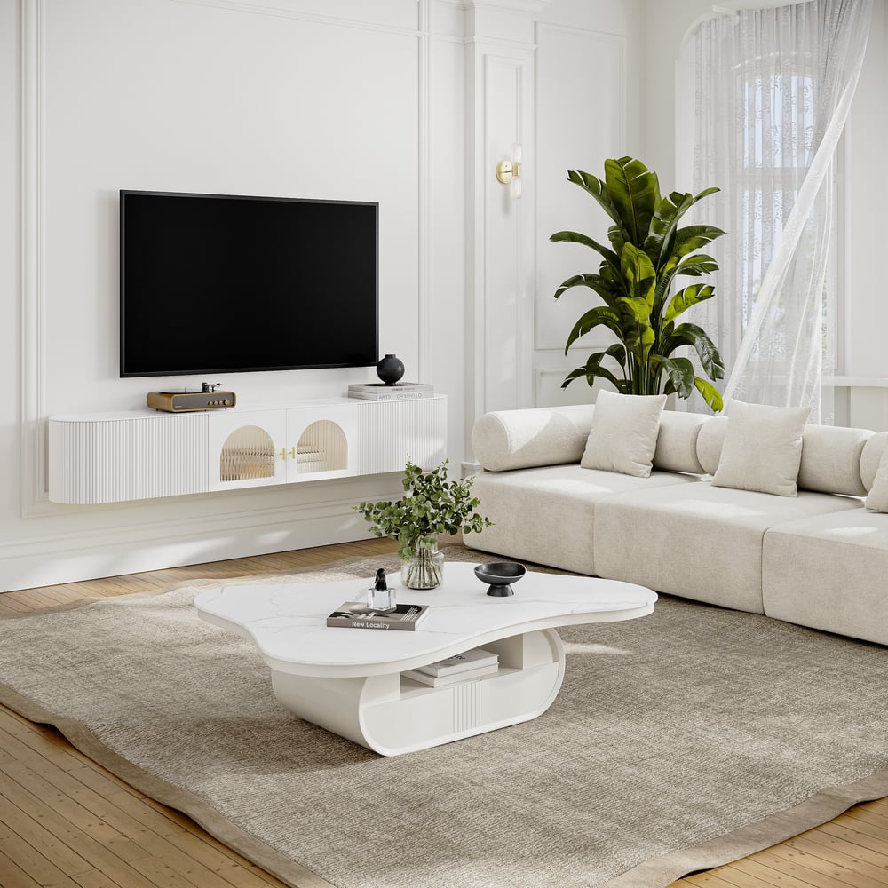 129 cm Oval Sintered Stone Coffee Table with Storage window image