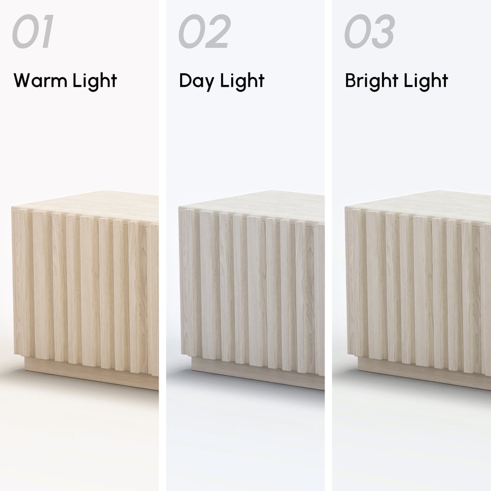 Aura 83" Ash Wood Fluted Whitewash TV Stand with Sintered Stone Top window image