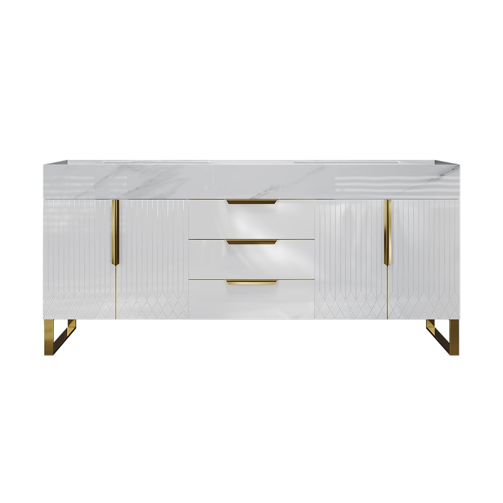 Vanité murale blanche moderne de 1500 mm avec tiroirs, lavabo, dessus en faux marbre image de fenêtre