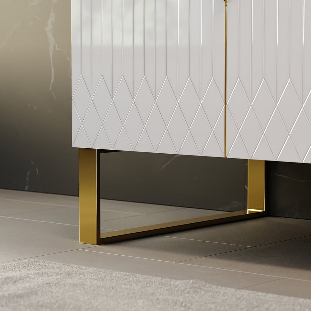 Vanité murale blanche moderne de 1500 mm avec tiroirs, lavabo, dessus en faux marbre image de fenêtre