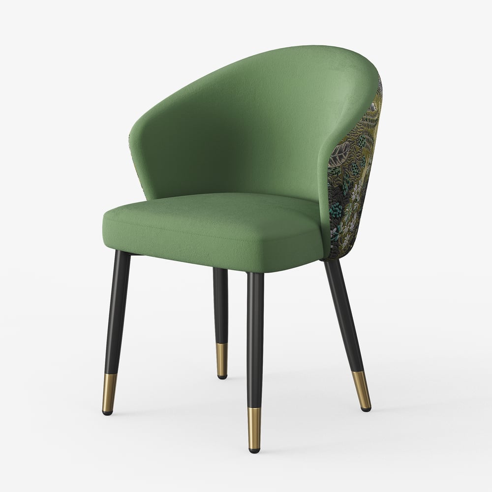 Modern Green Velvet Dining Chair with Upholstered, 1 Piece window image