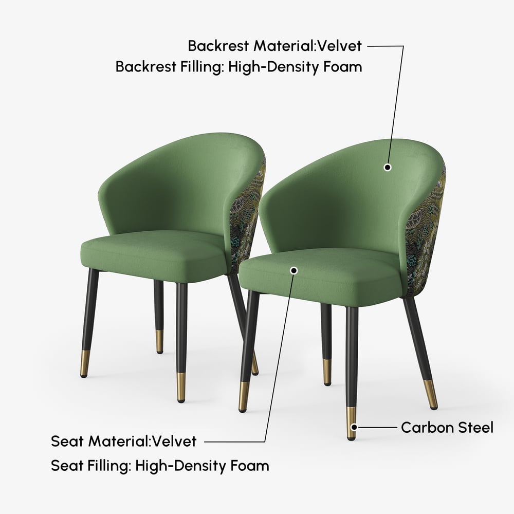 Modern Green Velvet Dining Chair with Upholstered, 1 Piece window image