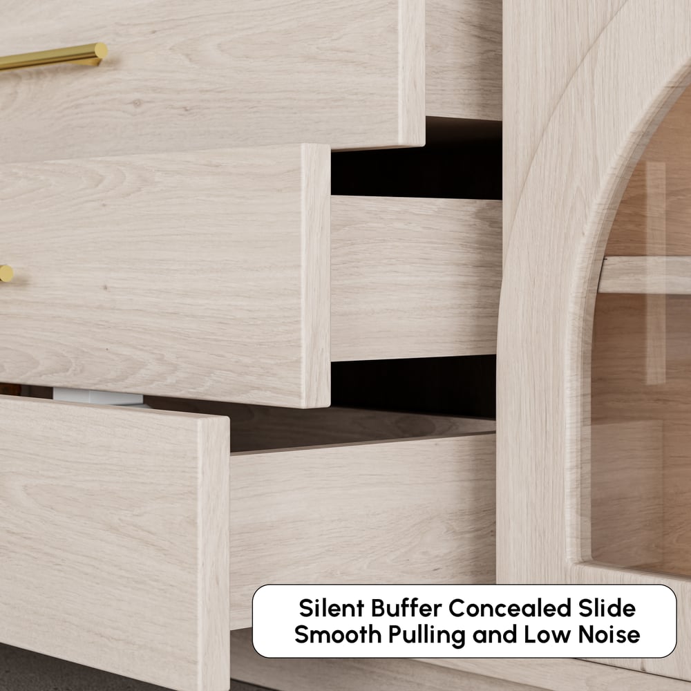 Arune 203cm Arched Glass Doors TV Unit with Storage and LED window image